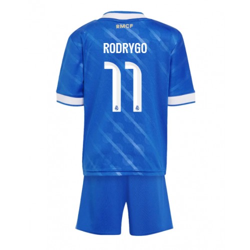 Stroje piłkarskie Real Madrid Rodrygo Goes #11 Koszulka Trzeciej dla dzieci 2025-26 Krótki Rękaw (+ szorty)